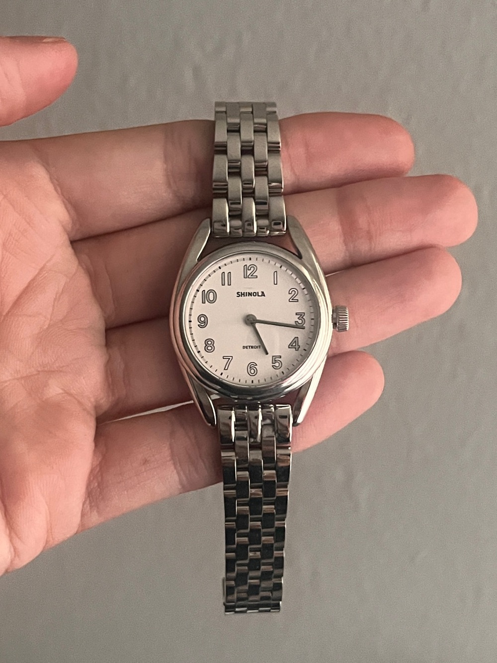 Authentic Shinola Silver Bracelet Watch with White Dial